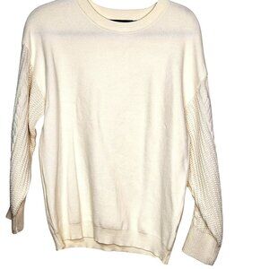 Womans Zesica ivory cable knit coastal core crew neck long sleeve sweater size S